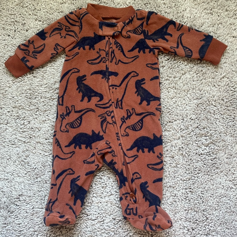 Carter's Dino Print Footie - Brown and Navy